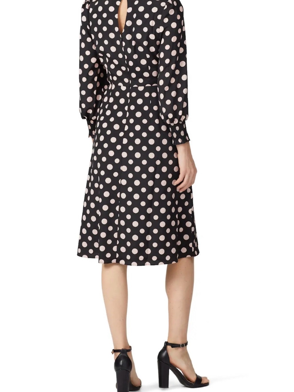 NWT 1901 Nordstrom Polka Dot Faux Wrap Midi Dress Smocked Cuff Long Sleeve 10 - Picture 3 of 13